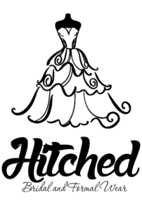 Hitched Bridal and Formal Wear Logo - With Dress - Vertical